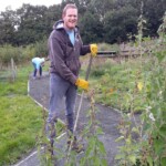 James is doing some gardening