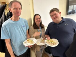 Ray Harris and Charlotte Hyett enjoy lunch with Josh Russell